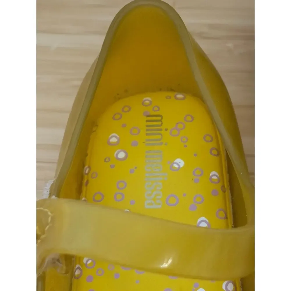 Mini Melissa Shark Jelly Mary Jane Shoes Yellow Pink Girls Size 10 Toddler